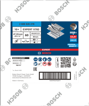 Lamelový kotouč Bosch EXPERT X782 125 mm G60 na kov.